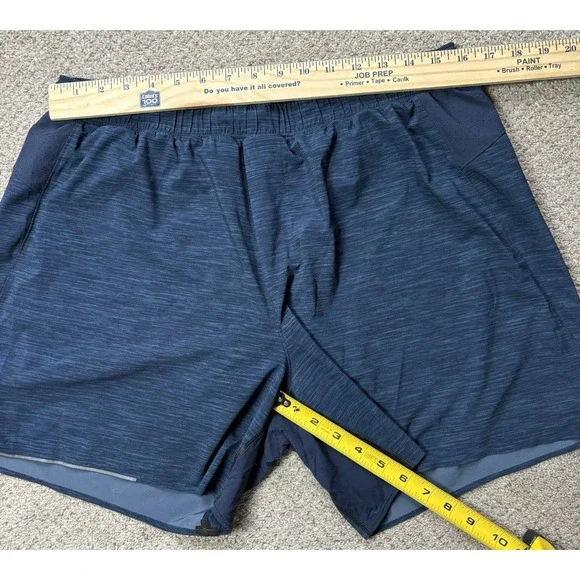 Lululemon Mens XL Surge Lined Shorts 6" Heather Blue Stretch Gym Casual Run - Picture 4 of 5